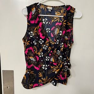 A new day tropical wrap front sleeveless top